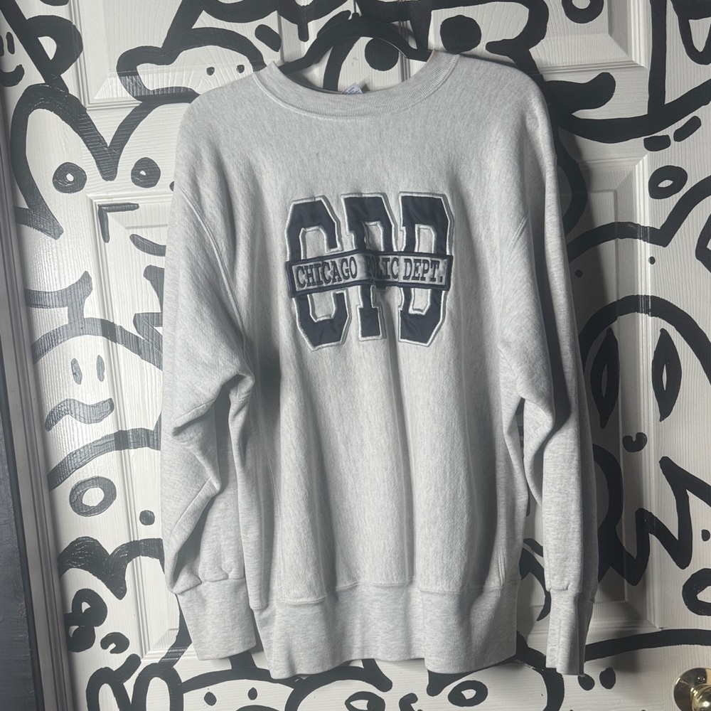 vintage 90 Chicago Police Dept Rugged Sweats Gray Crewneck Sweatshirt crew large